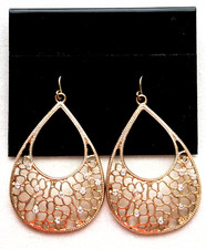 Flower Cutout Hoop Dangle Chandelier Earrings Floral Bold Boho Nature Jewelry 2"