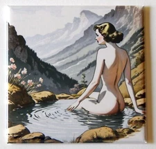 Woman Bathing in Stream FRIDGE MAGNET "style B"