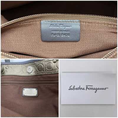 Salvatore Ferragamo tote bag ec-22335 Gold Gray Gancini Good