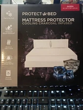 PROTECT A BED Charcoal Infused Mattress Protector- QUEEN-