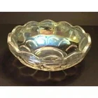 VTG Federal Yorktown Clear Iridescent Carnival Glass Bowl Grannycore Scalloped