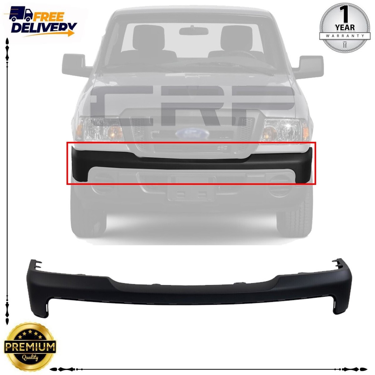 Front Bumper Cover Primed For 2006-2011 Ford Ranger FO1000608