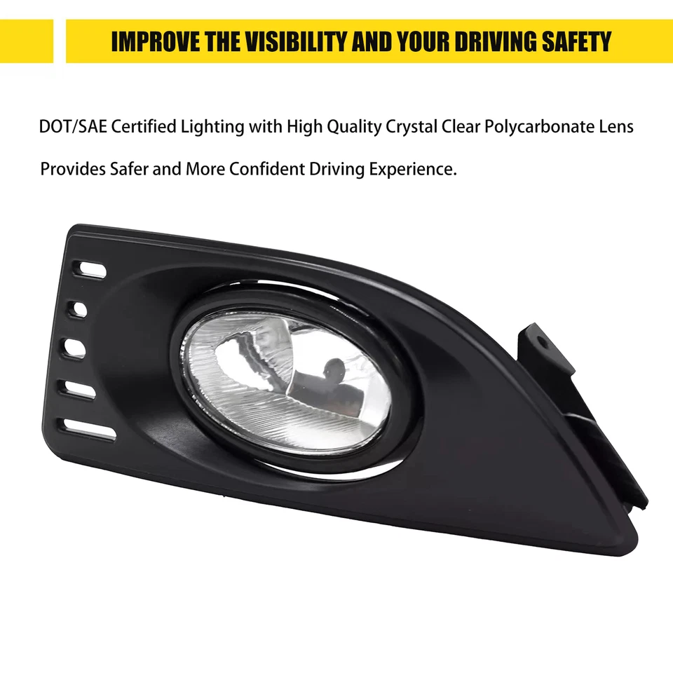 For 2005 2006 Acura RSX Type S Base Front Clear Fog Light Kit + Harness Switch - Image 4 of 4