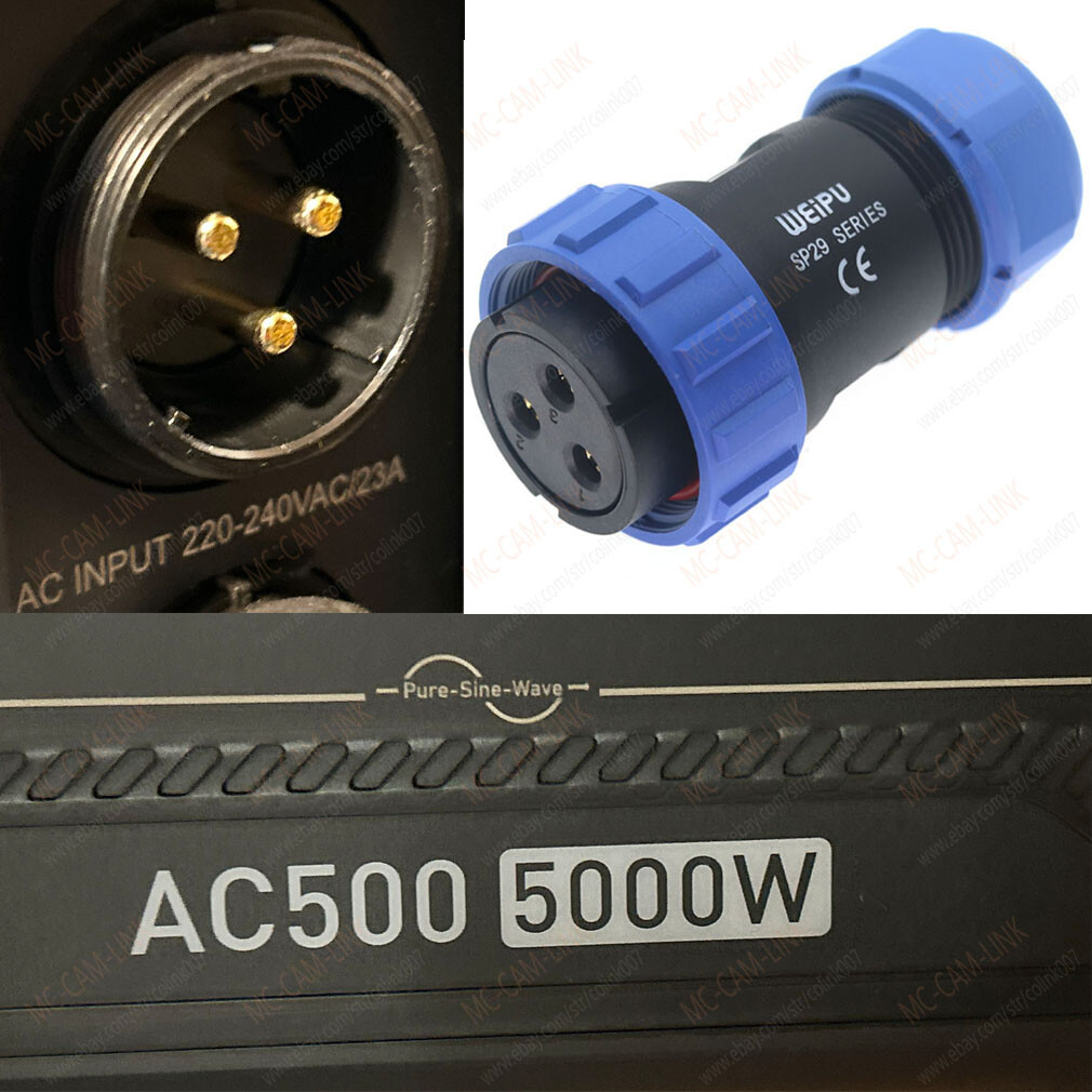 WEIPU SP2910/S3 Waterproof Connector 3pin Female Plug for Bluetti