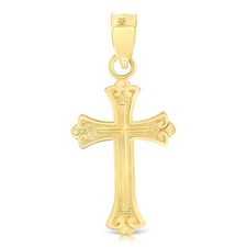 14K Yellow Gold Religious Jesus Christ Cross Pendant for Necklace or Chain