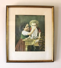 Rare Ant 1872 Vict MOTHERLY INSTINCTS by Amalia Lingeren Goteborg Musuem Litho