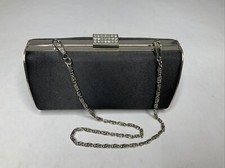 Lulu Townsend Black Satin Clutch Evening Bag Purse Crossbody New