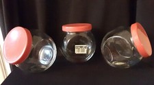3 x 1 litre GLASS Penny Candy Jars, New Unboxed