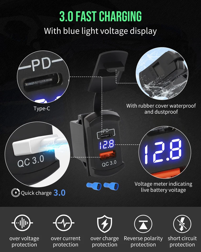 Kit universal UTV SXS señal de giro calle legal para Polaris RZR Can-Am Kawasaki Foto 3 de 4