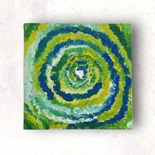 Original Art Painting Sphere Geometric Modernist Abstraction Blue Green