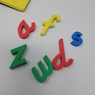 Magnetic Foam Letters, Lowercase Red, Blue Green, Yellow Letters D'Nealian
