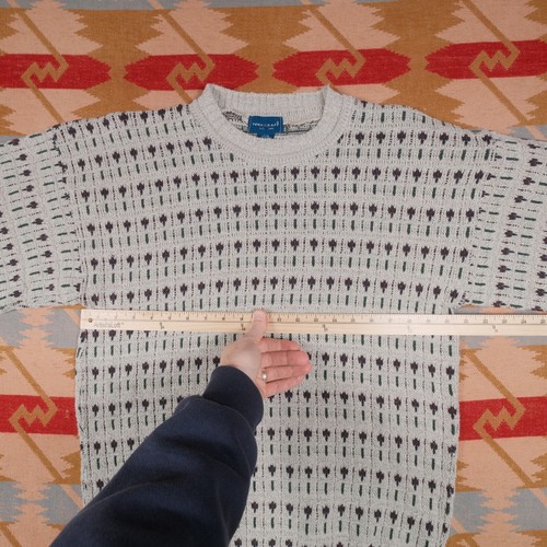 Vintage Towncraft Men's Large Tall Cotton Blend Sweater Geometric Birdseye Knit - Picture 10 of 22