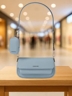 Michael Kors Jet Set Travel Small Leather Crossbody Bag With Pouch Pale Ocean