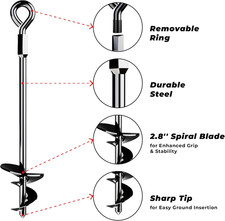 15" Ground Anchors Screw-In Heavy Duty High Winds Ground Stakes Earth Anchors