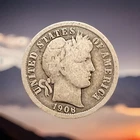 1908 P Barber Dime 90% Silver US Collectible Coin