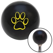 Yellow Paw Print Outline Black Shift Knob w/ M16x1.5 Insert Shifter Auto Manual