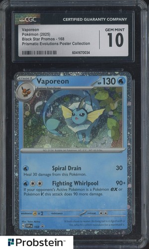 2025 Pokemon SVP EN BSP Poster Collection #168 Vaporeon CGC 10 GEM MINT