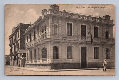 Antique Tunisia Postcard SFAX La Banque de lAlgerie 1910s