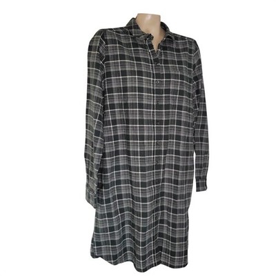 Goodthreads Dark Green Plaid Flannel Button Down Shirt Dress L GT1938540 comfort