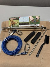 Dog Tie Out Cable Stake w 30ft Blue Heavy Duty Cable 360 Swivel Yard Anchor