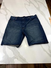 Levi's 569 Loose Straight Shorts Mens 48 Blue Denim Whiskers Detail Medium Wash