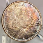 1965 Canada Silver Dollar $1 Voyageur Canoe 80% Silver - Great Toned!!