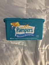 Pampers Green Wipes Container Tub Clamshell Pop-Top Dispenser Vintage