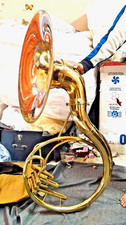 SOUSAPHONE 22"BELL SIZE GOLDEN POLISH MADE OF PURE BRASS CASE BOX FREE SHIPPING