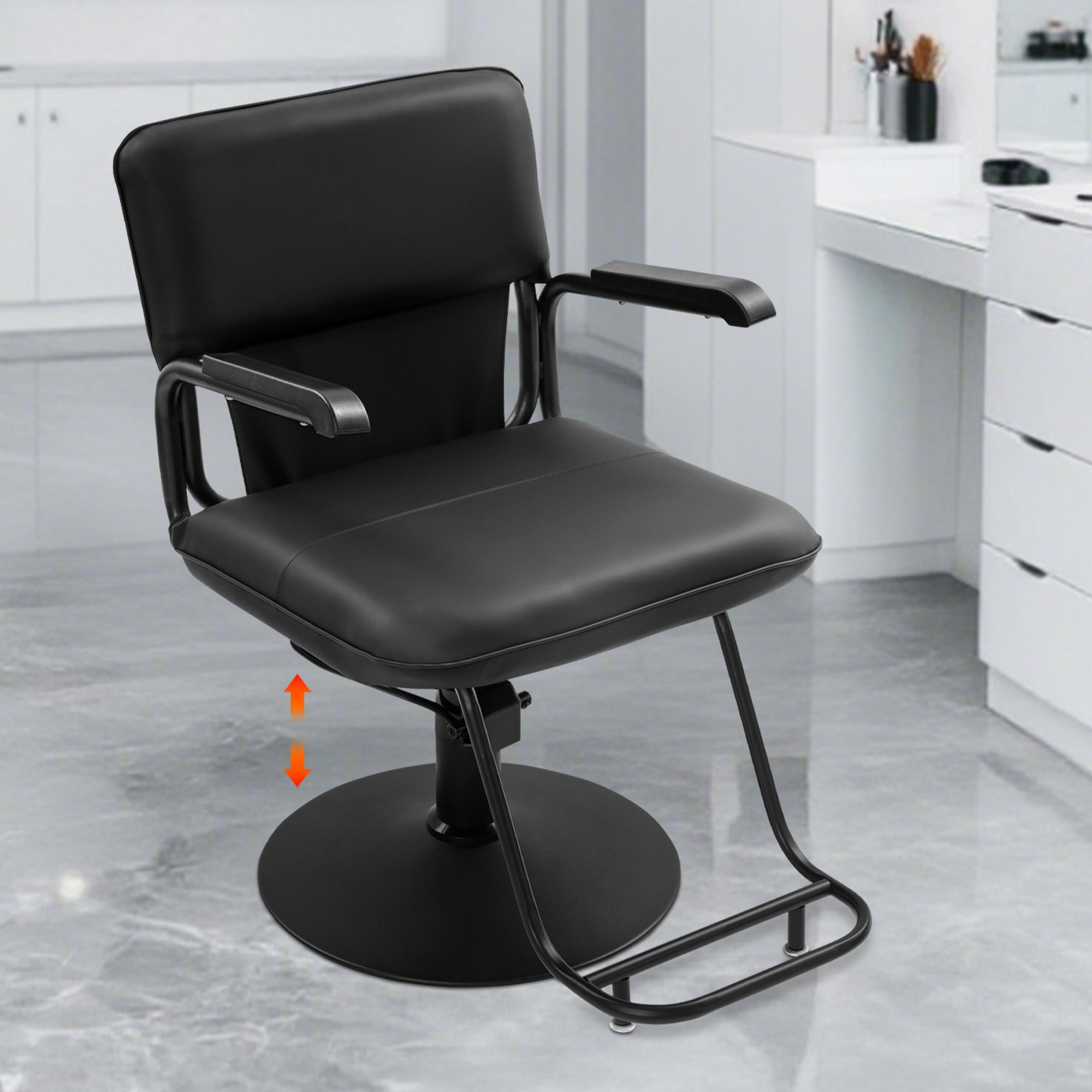 Salon Styling Chair, 360° Swivel Barber Chair, Adjustable Beauty Chair black