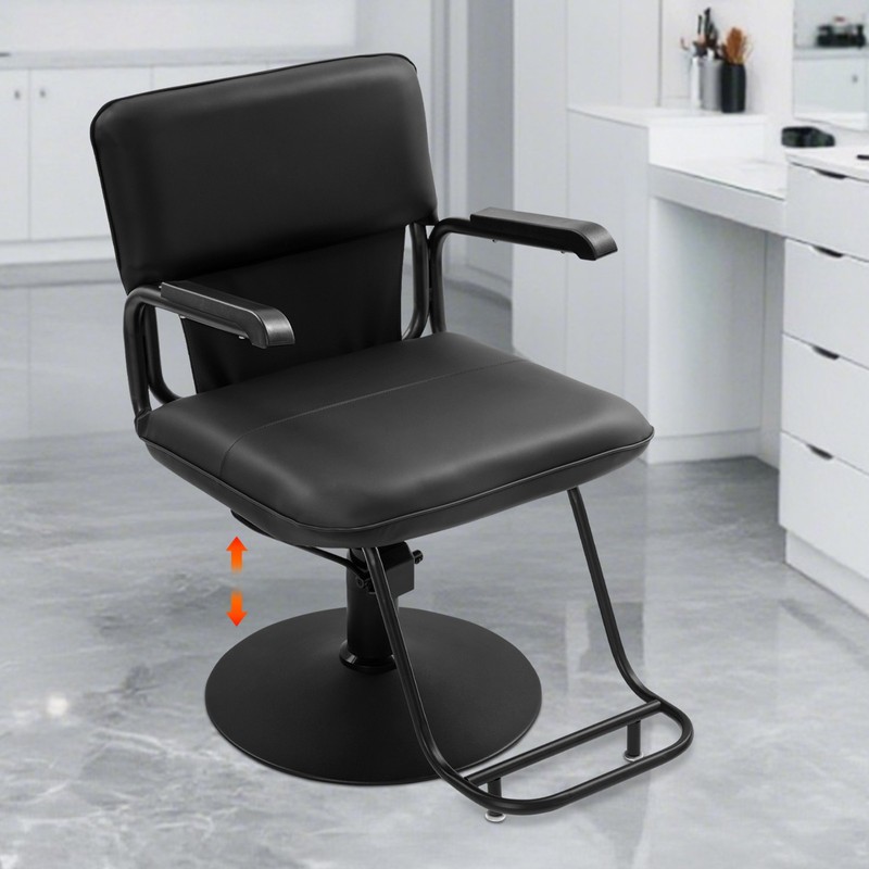 Salon Styling Chair, 360° Swivel Barber Chair, Adjustable Beauty Chair black US