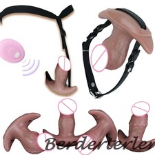 Versatile Wearable Realistic Penis Anal Plug Vibrating Mouth Gag Adjustable Belt
