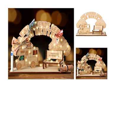 Ruhestand Dekoration LED Lichterkette Holz Rentner Geschenk