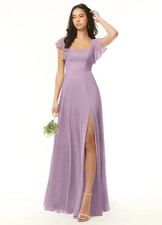 NWT Azazie Bondi Wisteria A-Line Ruffled Chiffon Dress size A2