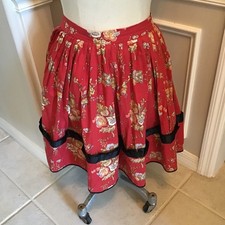 MISTRAL INDIENNES DE NIMES 1980s SKIRT MADE IN PROVENCE FRANCE VTG RED FLORAL