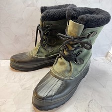 Vintage Sorel Alpine Green Boots Mid Calf Wool Winter Snow Womens Sz 9 Canada