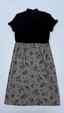 Vivoli Vintage 90s Velvet Gingham Floral Dress Size L Made in USA