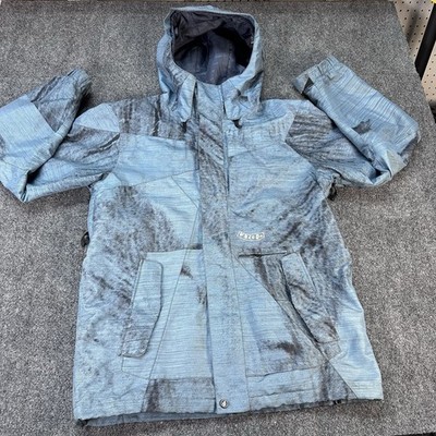 Volcom Triangle Snowboard Jacket Men s Large Blue Acid Wash Distressed Insulated