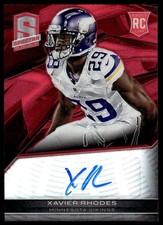 2013 PANINI SPECTRA XAVIER RHODES 197 ROOKIES SIGNATURES SPECTRA RED /25 VIKINGS
