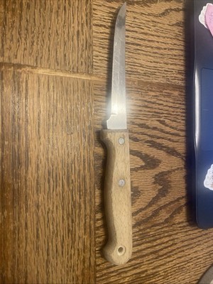 VTG Butcher Shop Knife 5  blade Wood Handle Japan Kitchen Tool 10.25  total