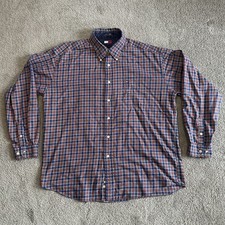 Vintage Tommy Hilfiger Button Down Shirt Mens XL Red Blue Tartan Long Sleeve