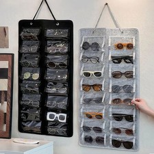 16 slot sunglasses storage hanging bag, wall mounted glasses foldable rack