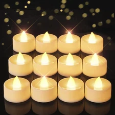 Homemory 12-Pack Timer Flameless LED Tealight a- Warm White Light, Ivory Base 