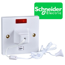 Shower Pull Cord Switch Isolator Schneider Ceiling Pullswitch 50A DP White NEW