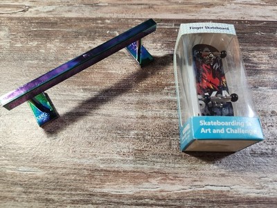 Professional Wooded Fingerboard Mini Skateboard - With Metal Rail Combo Set
