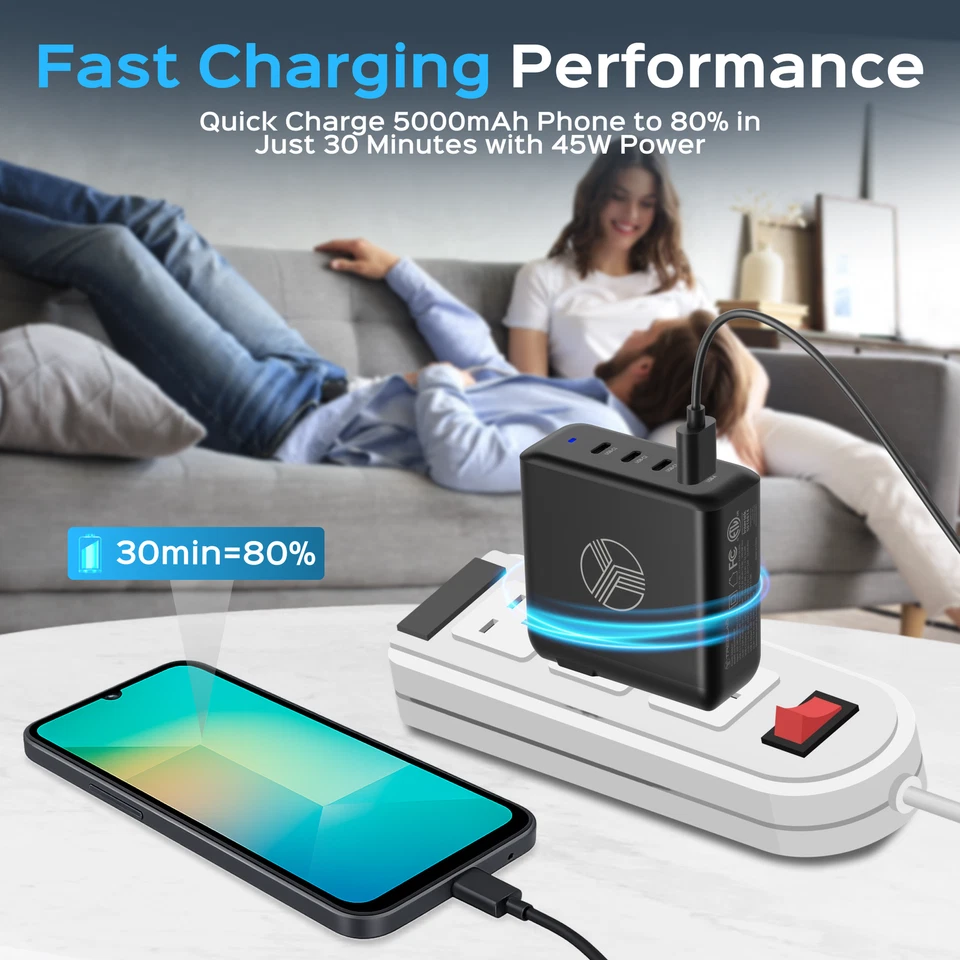 TREBLAB 100W Adapter - USB C Charger with Dual USB-C PD Ports, USB-A 30W Output - Image 4 of 4