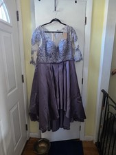 plus Size 18-20 Satin & Sequin High Low Formal Dress Stormy Grey