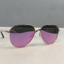 Diff Eyewear Dash Chrome Frame Polarized Pink Mirror Lens Aviator Sunglasses