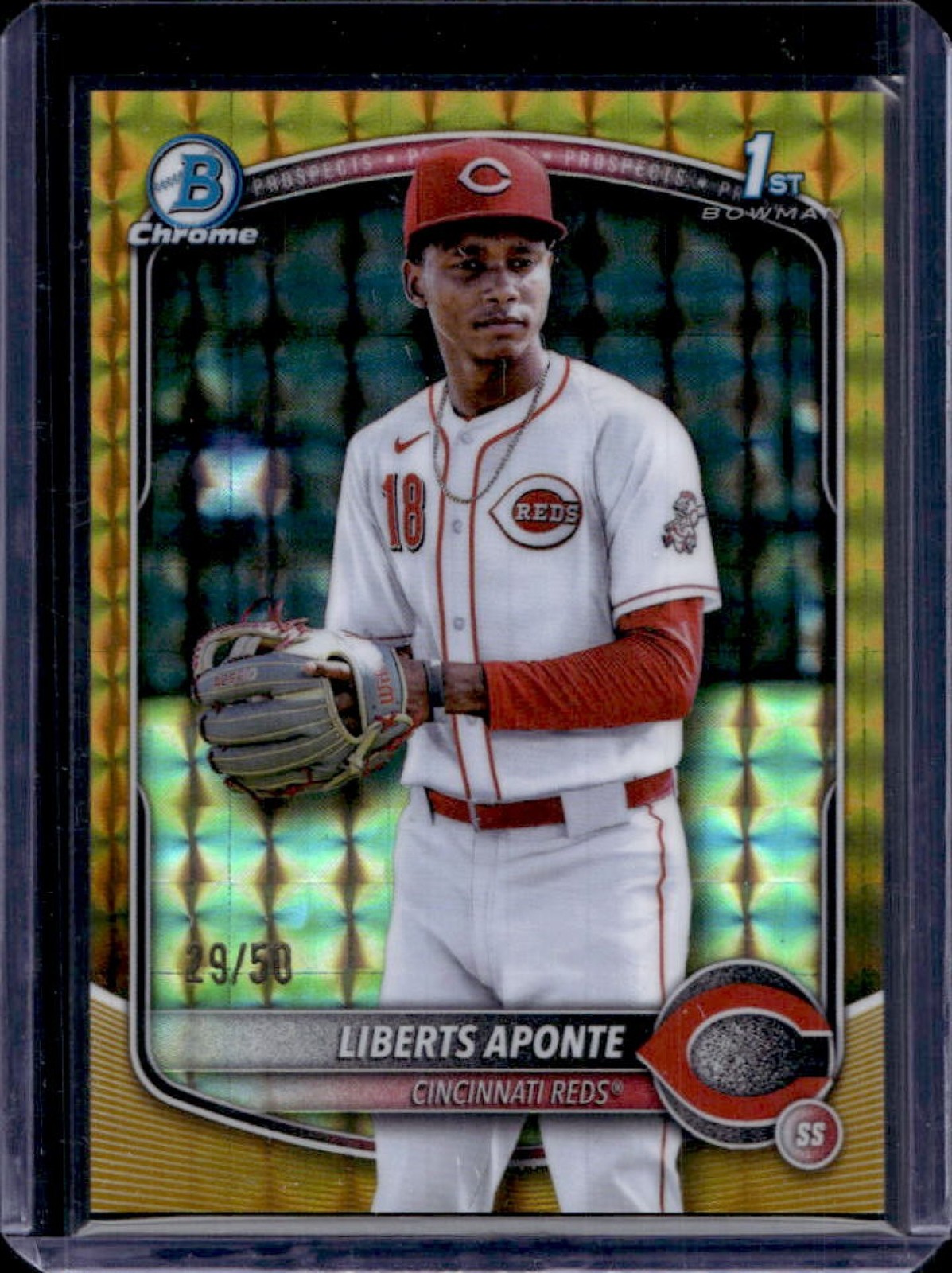 2025 Bowman Chrome Liberts Aponte Gold Geometric Refractor 1st #29/50