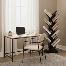9 Tier Tree Bookshelf, 9 Shelf Floor Standing Bookcase Display for CDs/Magazi...
