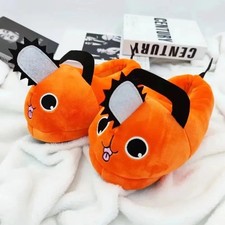 Pochita Chainsaw House Slipper Winter Shoe for Woman Warm Fuzzy Furry Cartoon